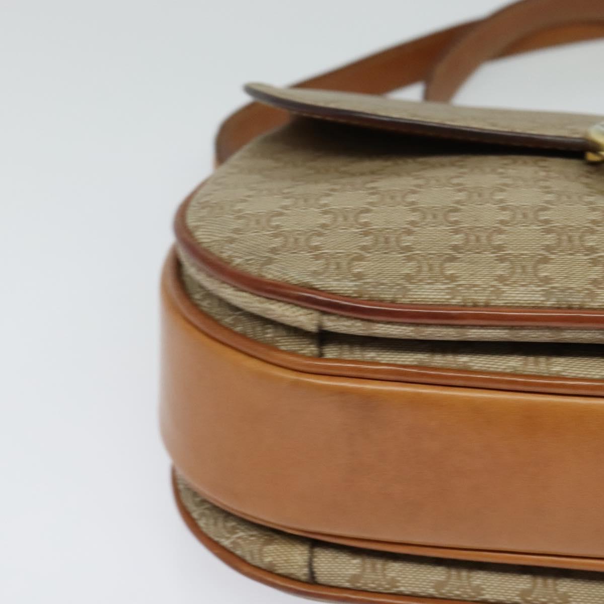 CELINE Macadam Canvas Shoulder Bag PVC Beige Gold Auth 119185