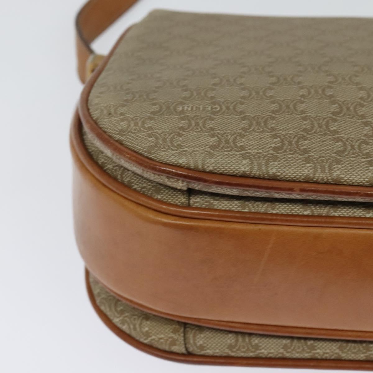 CELINE Macadam Canvas Shoulder Bag PVC Beige Gold Auth 119185