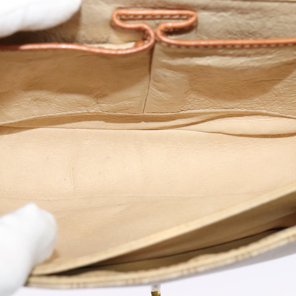 CELINE Macadam Canvas Shoulder Bag PVC Beige Gold Auth 119185