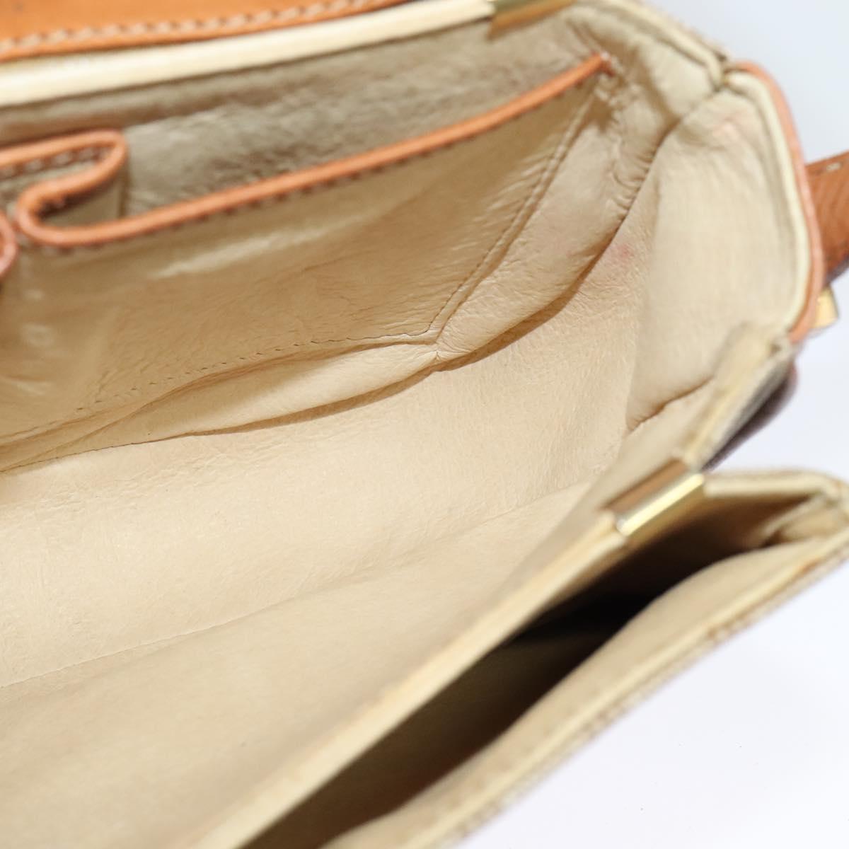 CELINE Macadam Canvas Shoulder Bag PVC Beige Gold Auth 119185