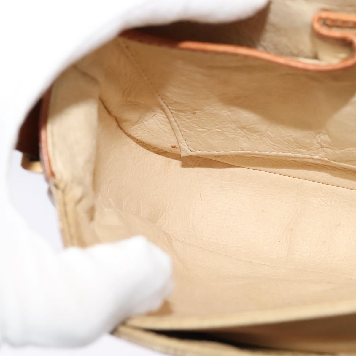 CELINE Macadam Canvas Shoulder Bag PVC Beige Gold Auth 119185