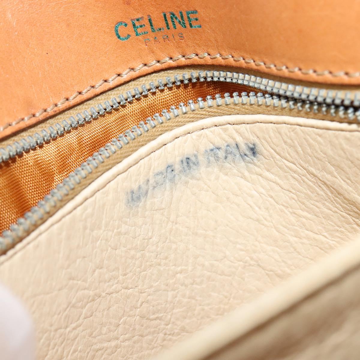 CELINE Macadam Canvas Shoulder Bag PVC Beige Gold Auth 119185