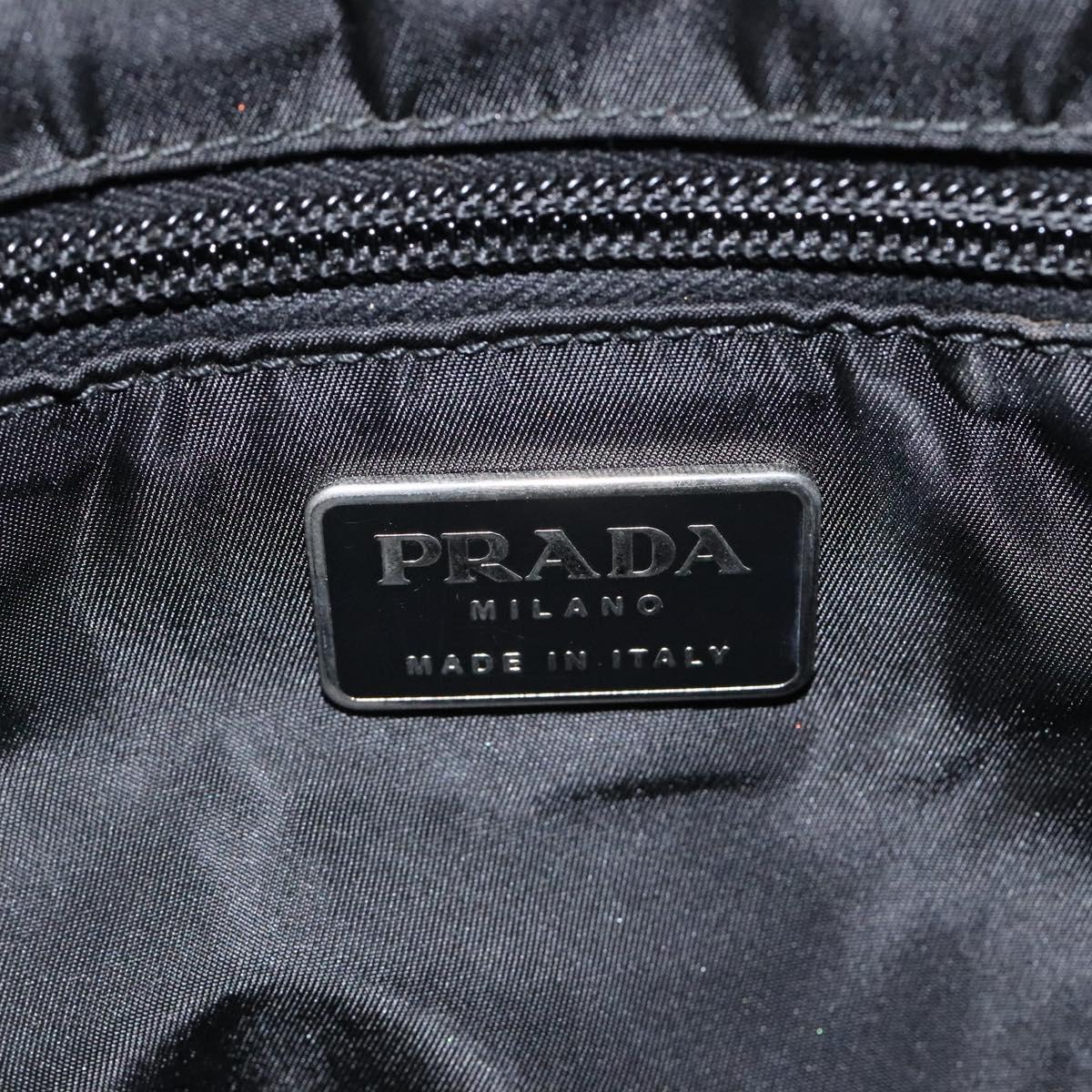 PRADA Hand Bag Nylon Plastic Black Silver Auth 119188