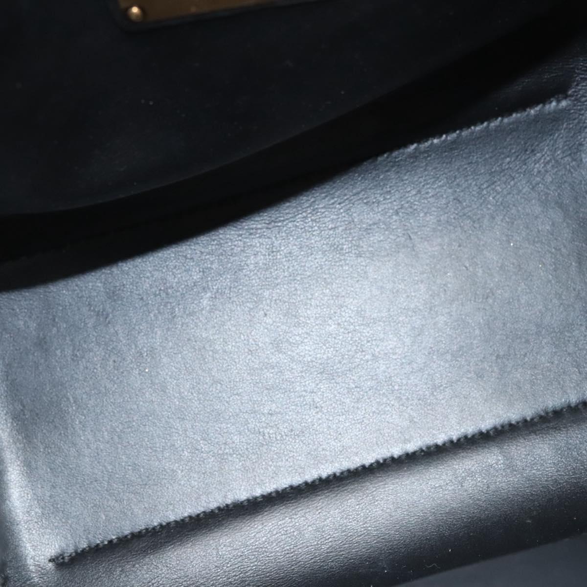 Salvatore Ferragamo Gancini Hand Bag Suede Gold Black Auth 119192