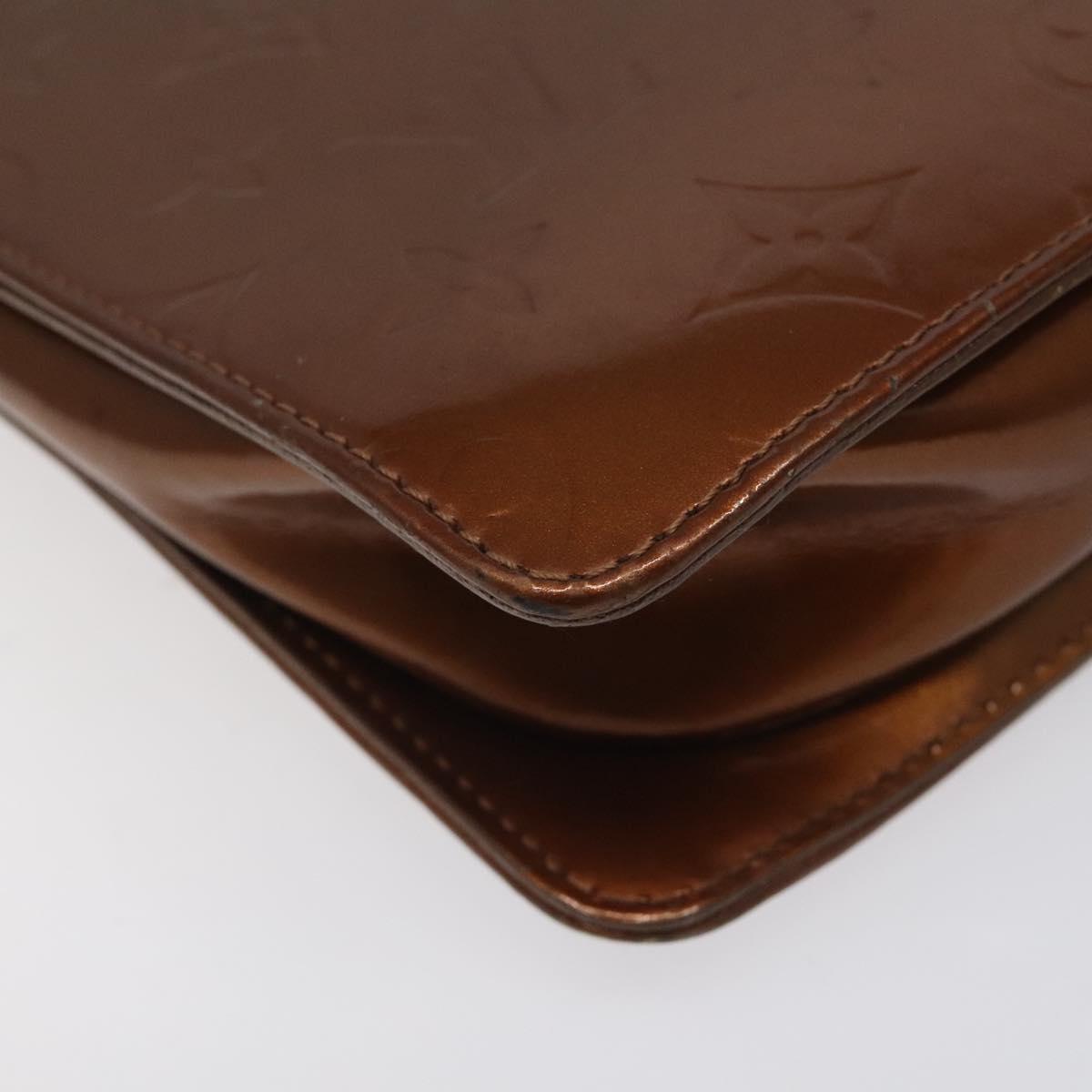LOUIS VUITTON Monogram Vernis Motto Accessory Pouch Bronze M91138 LV Auth 119204
