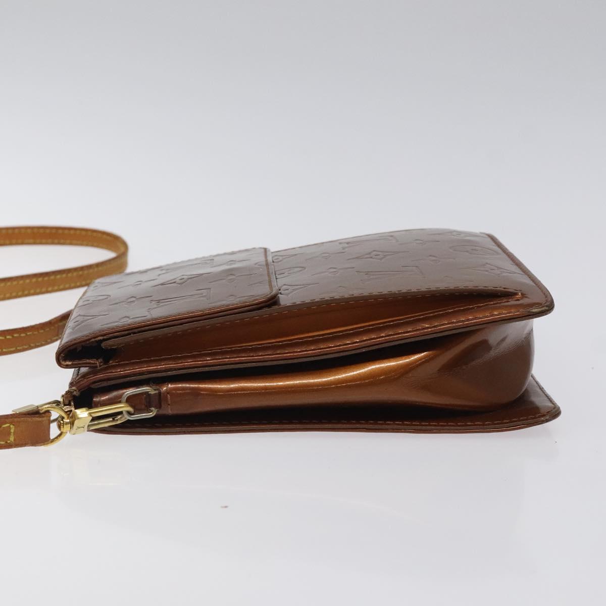 LOUIS VUITTON Monogram Vernis Motto Accessory Pouch Bronze M91138 LV Auth 119204
