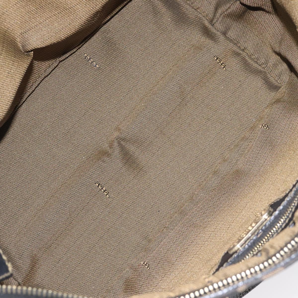FENDI Zucca Canvas Hand Bag Black Brown gold Auth 119210