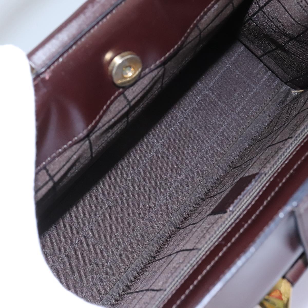 CELINE Hand Bag Leather 2way Brown Gold Auth 119212