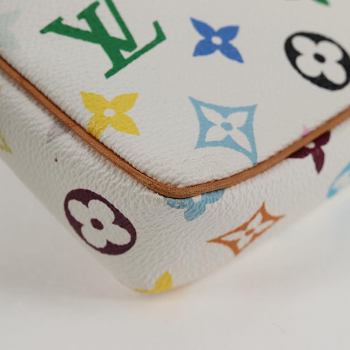 LOUIS VUITTON Multicolor Pochette Accessoires Pouch White M92649 Auth 119220SV