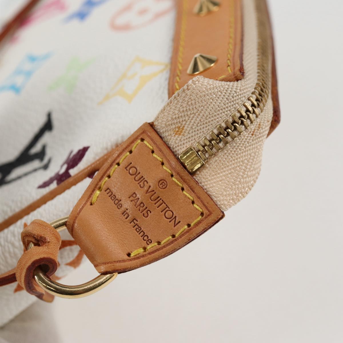 LOUIS VUITTON Multicolor Pochette Accessoires Pouch White M92649 Auth 119220SV