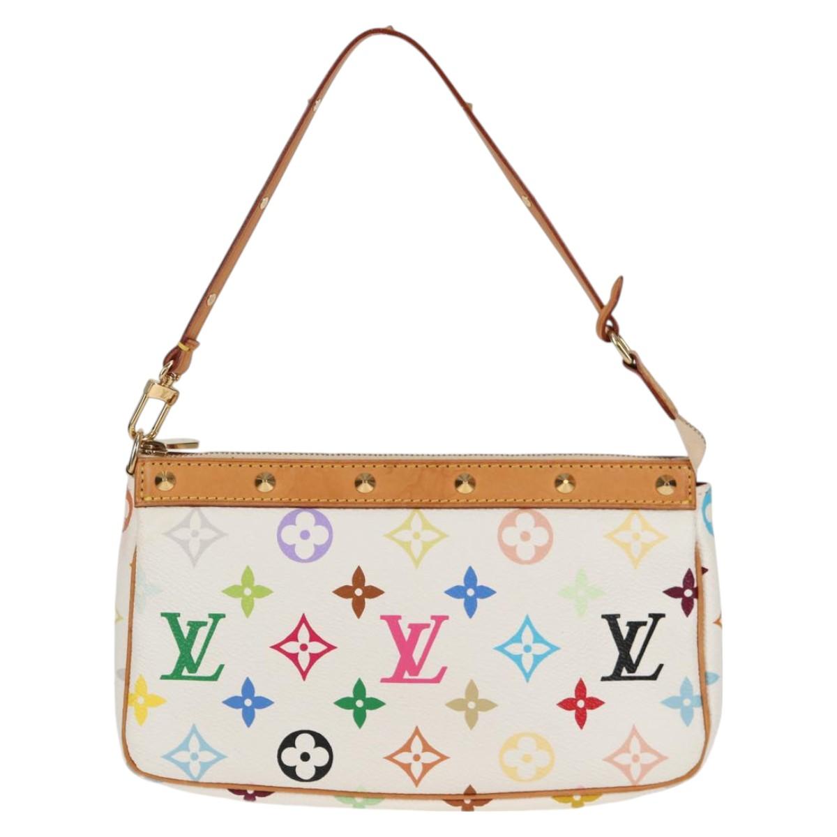 LOUIS VUITTON Multicolor Pochette Accessoires Pouch White M92649 Auth 119220SV