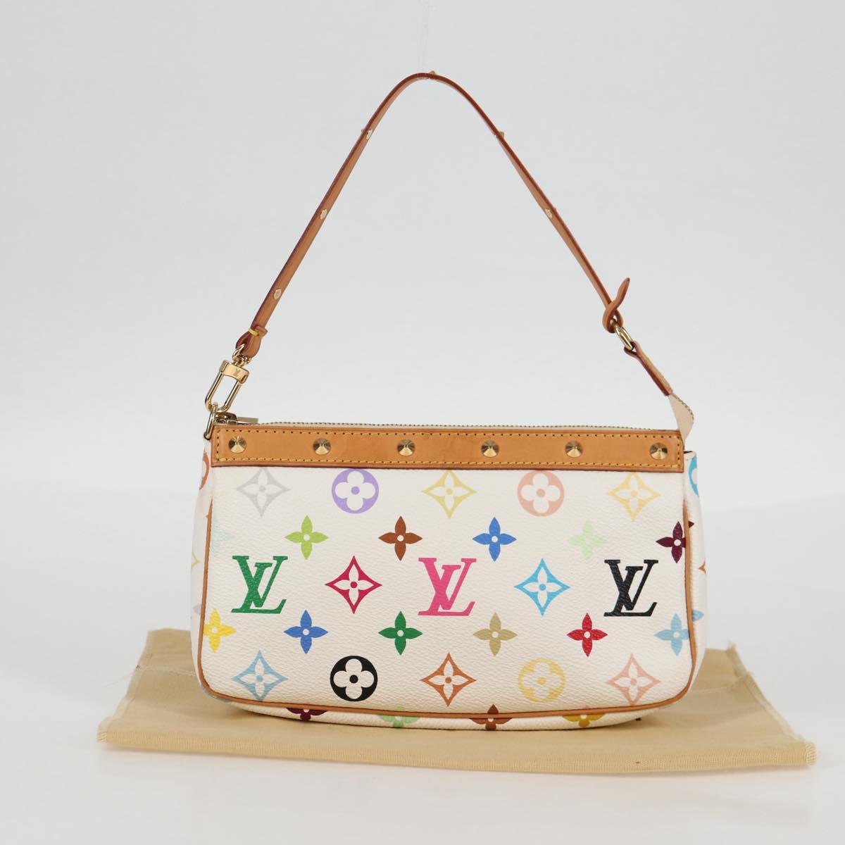 LOUIS VUITTON Multicolor Pochette Accessoires Pouch White M92649 Auth 119220SV