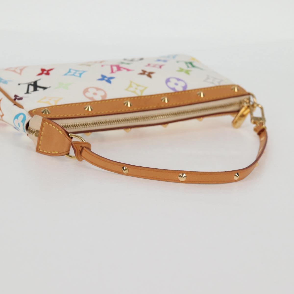 LOUIS VUITTON Multicolor Pochette Accessoires Pouch White M92649 Auth 119220SV