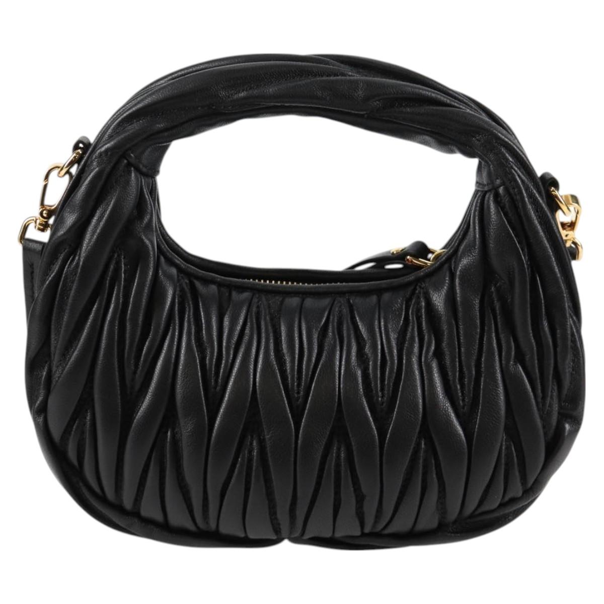 Miu Miu Matelasse Hand Bag Leather 2way Black Auth 119232SM