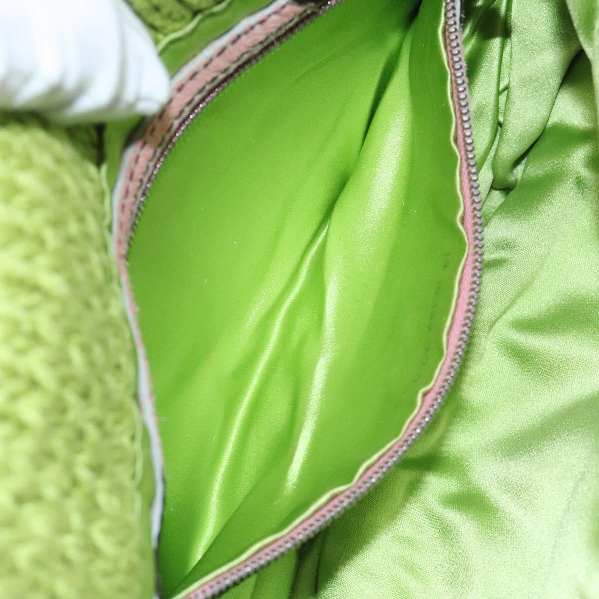 FENDI Mamma Baguette Shoulder Bag Wool Green Silver Auth 119238SV
