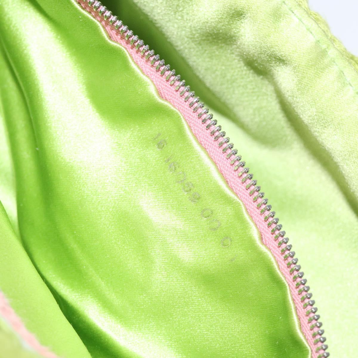 FENDI Mamma Baguette Shoulder Bag Wool Green Silver Auth 119238SV