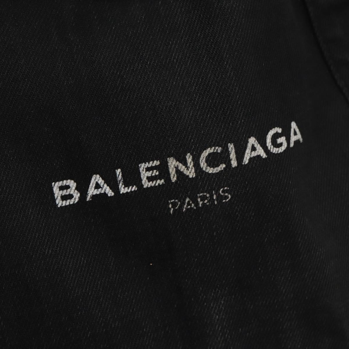 BALENCIAGA Navy Cabas Hand Bag Canvas Black 339933 Auth 119311