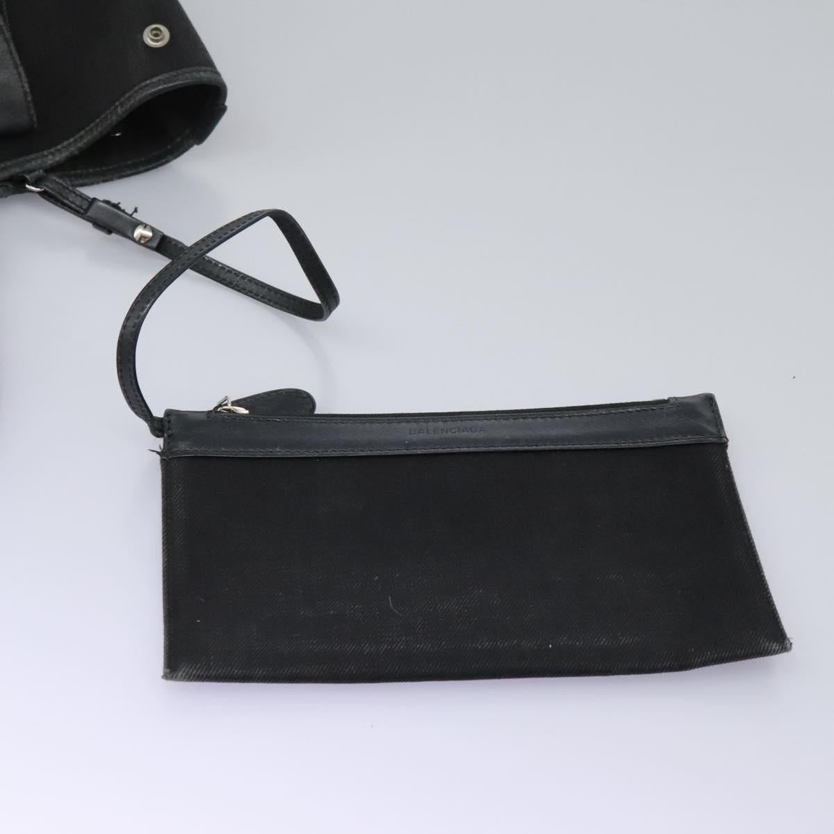 BALENCIAGA Navy Cabas Hand Bag Canvas Black 339933 Auth 119311