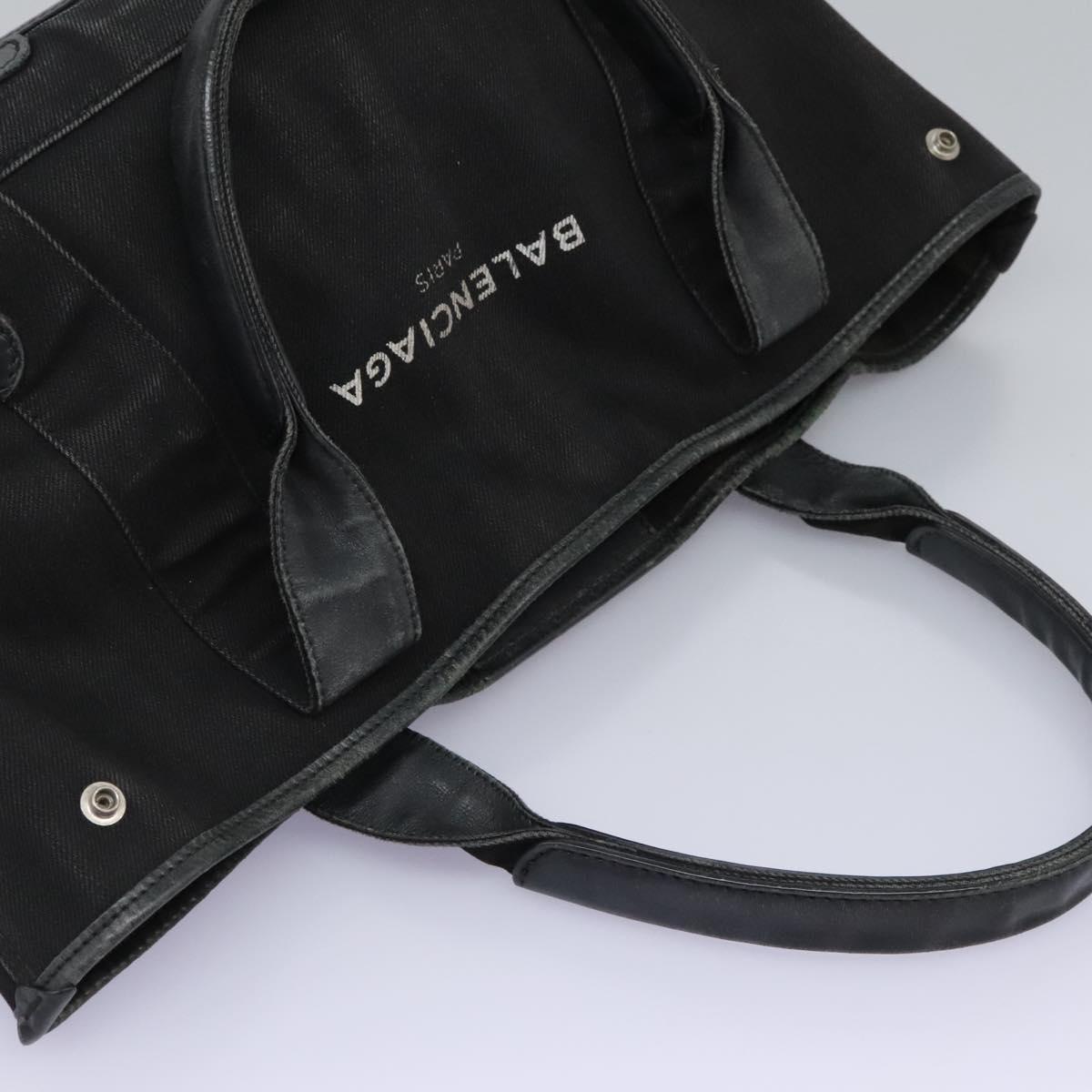 BALENCIAGA Navy Cabas Hand Bag Canvas Black 339933 Auth 119311