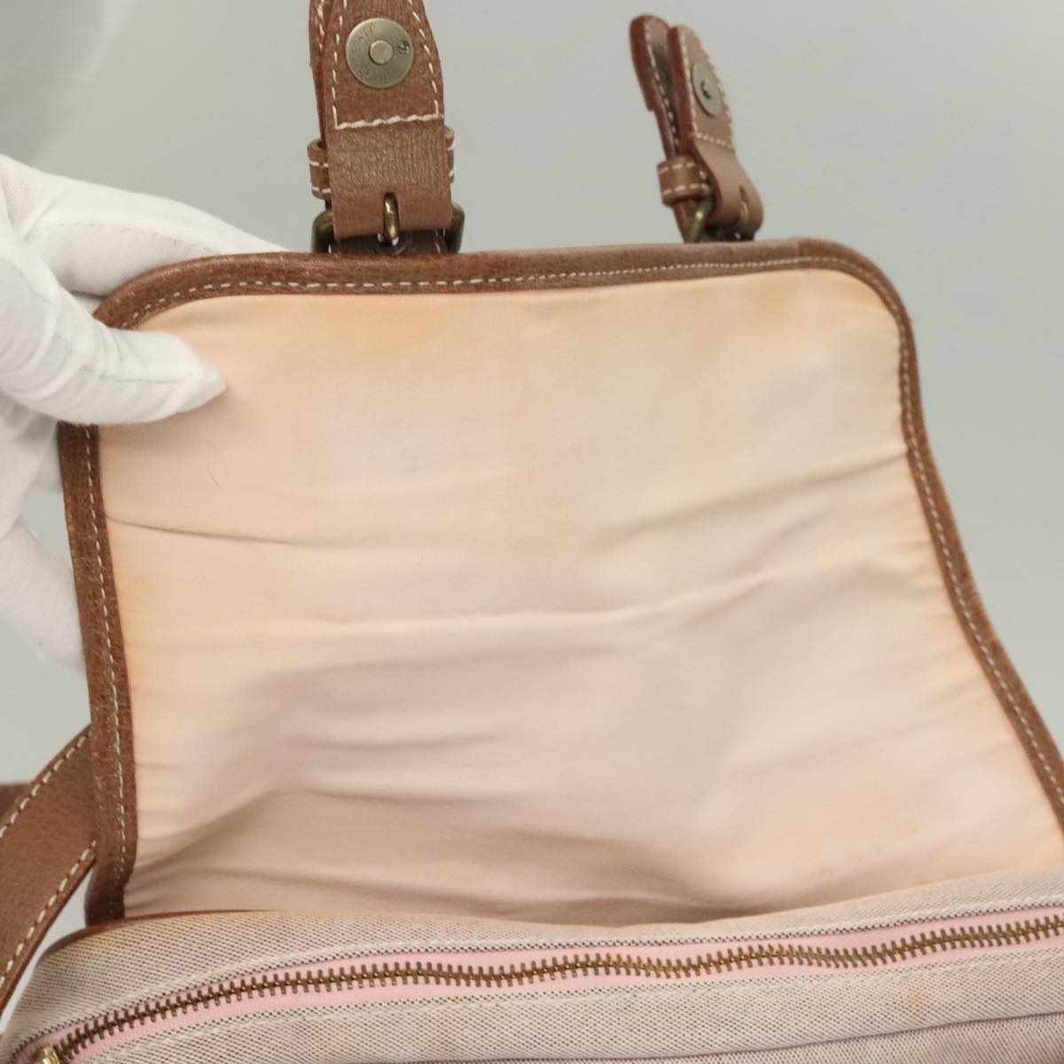 BURBERRY Blue Label Shoulder Bag Canvas Pink Auth 119316