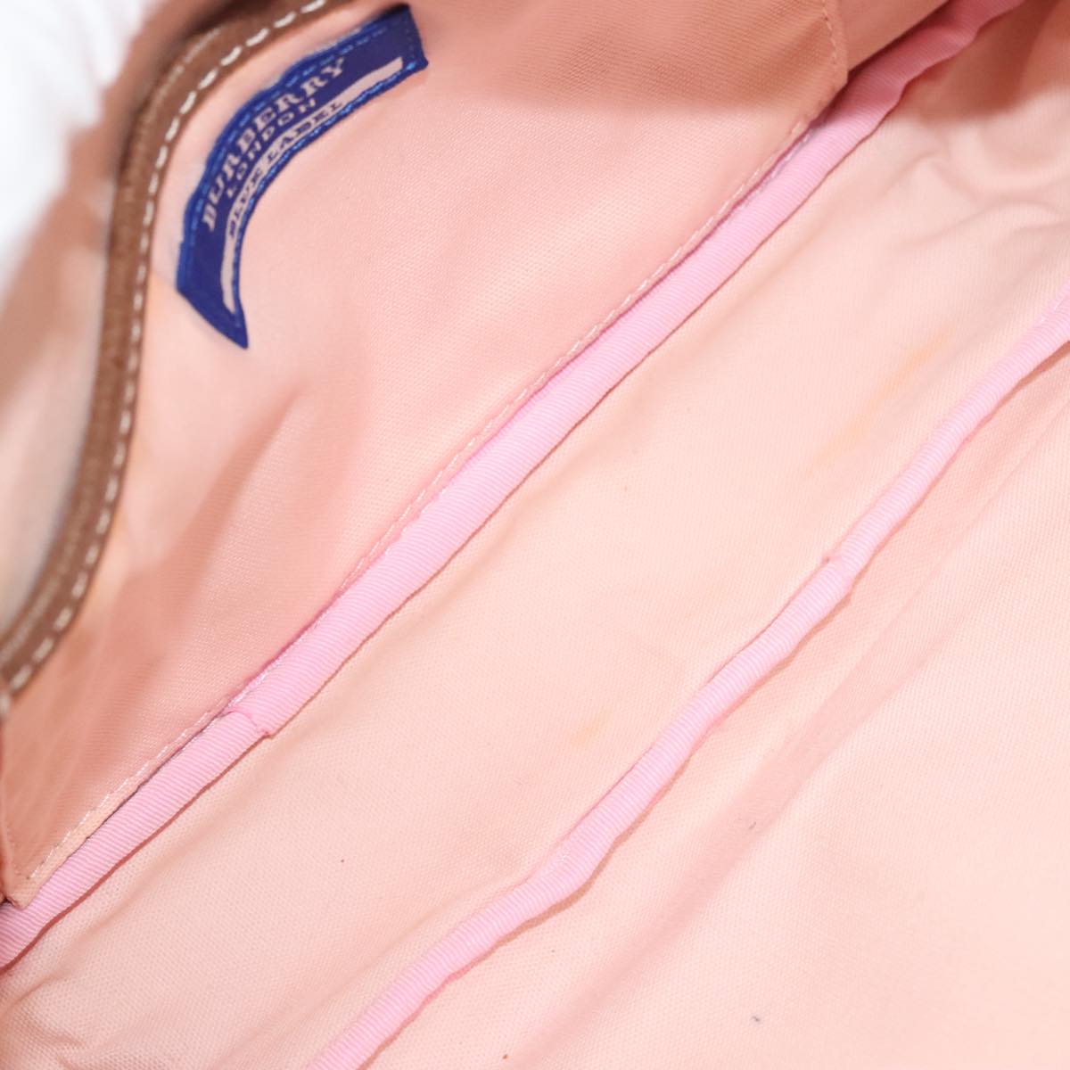 BURBERRY Blue Label Shoulder Bag Canvas Pink Auth 119316