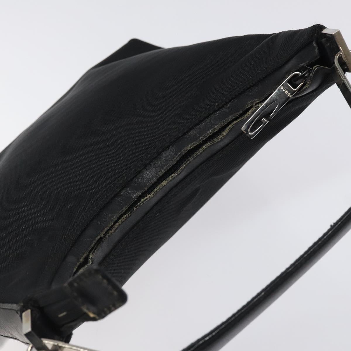 GUCCI Hand Bag Nylon Black Silver 000 0601 Auth 119331