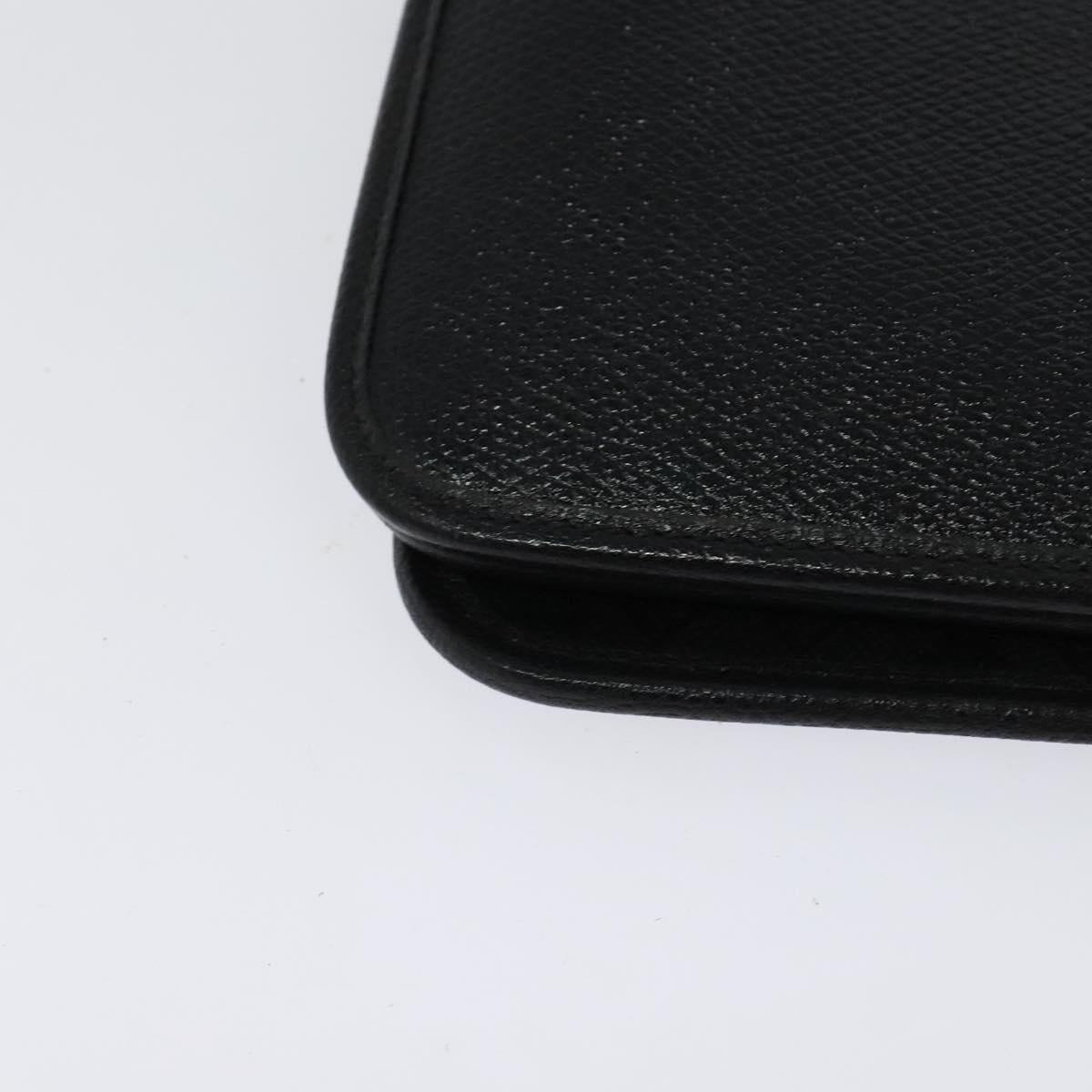 Christian Dior Chain Shoulder Bag Leather Navy Gold Auth 119333