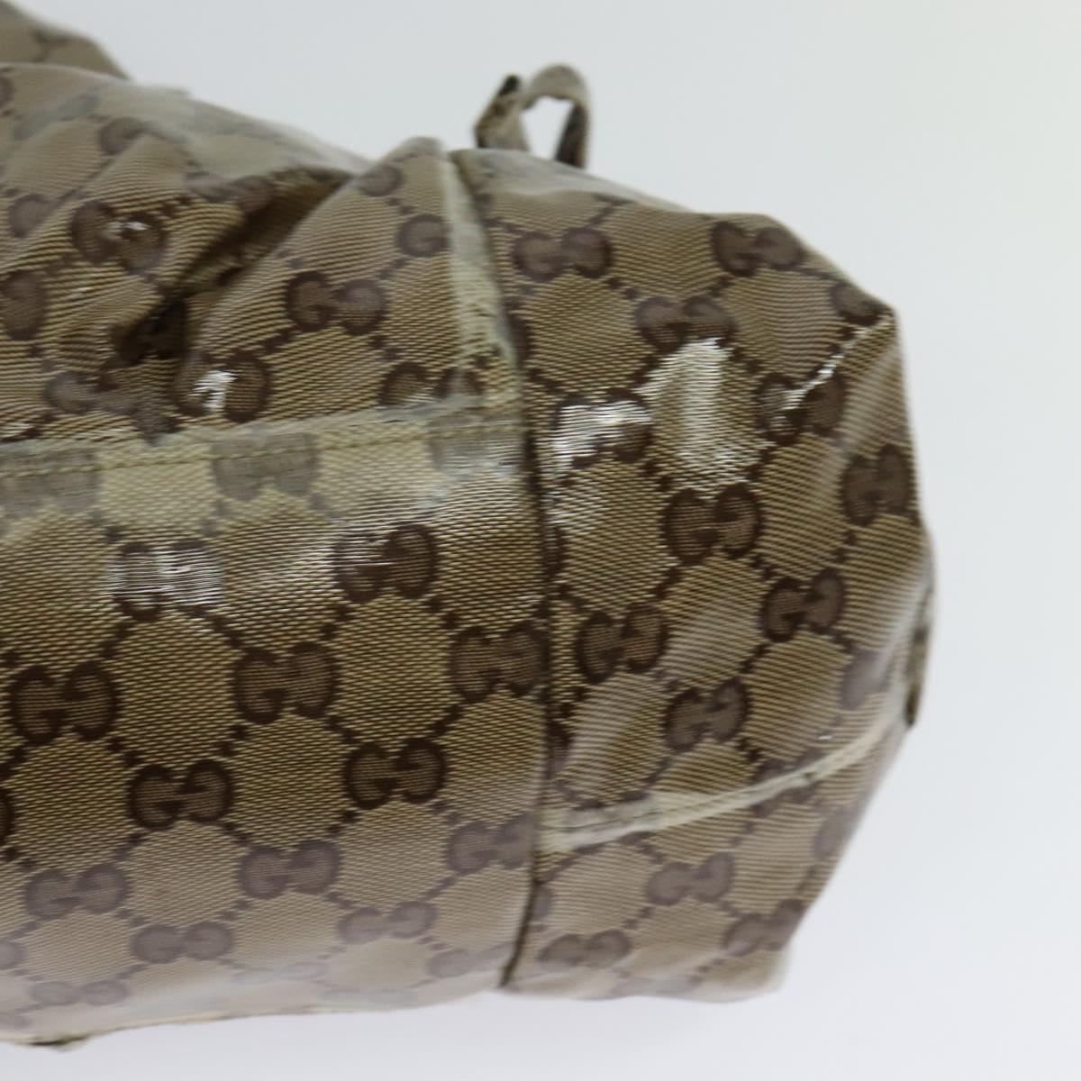 GUCCI GG Crystal Hand Bag Coated Canvas Brown Gold 197020 Auth 119369