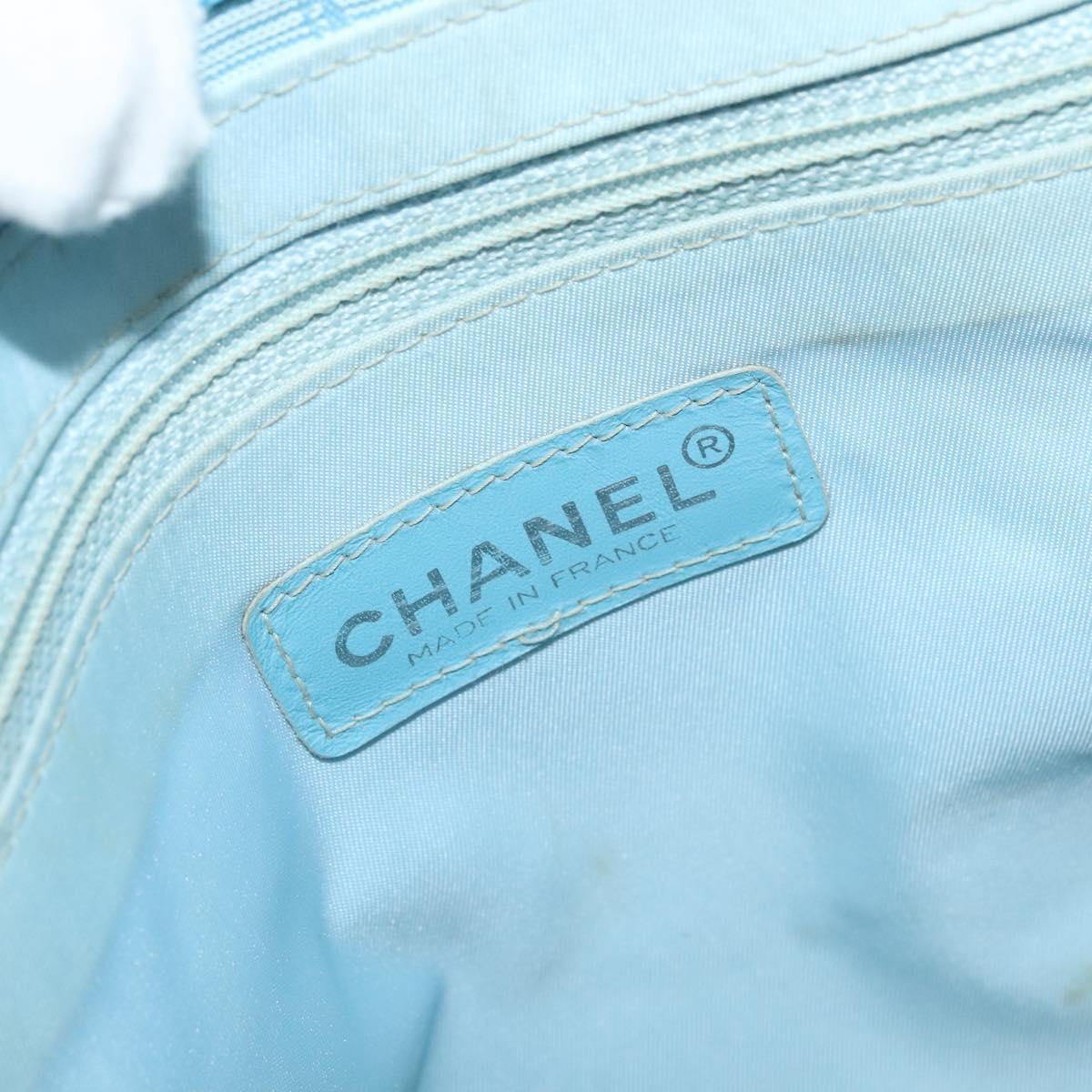 CHANEL New Travel line Tote Bag Nylon Light Blue CC Auth 119372