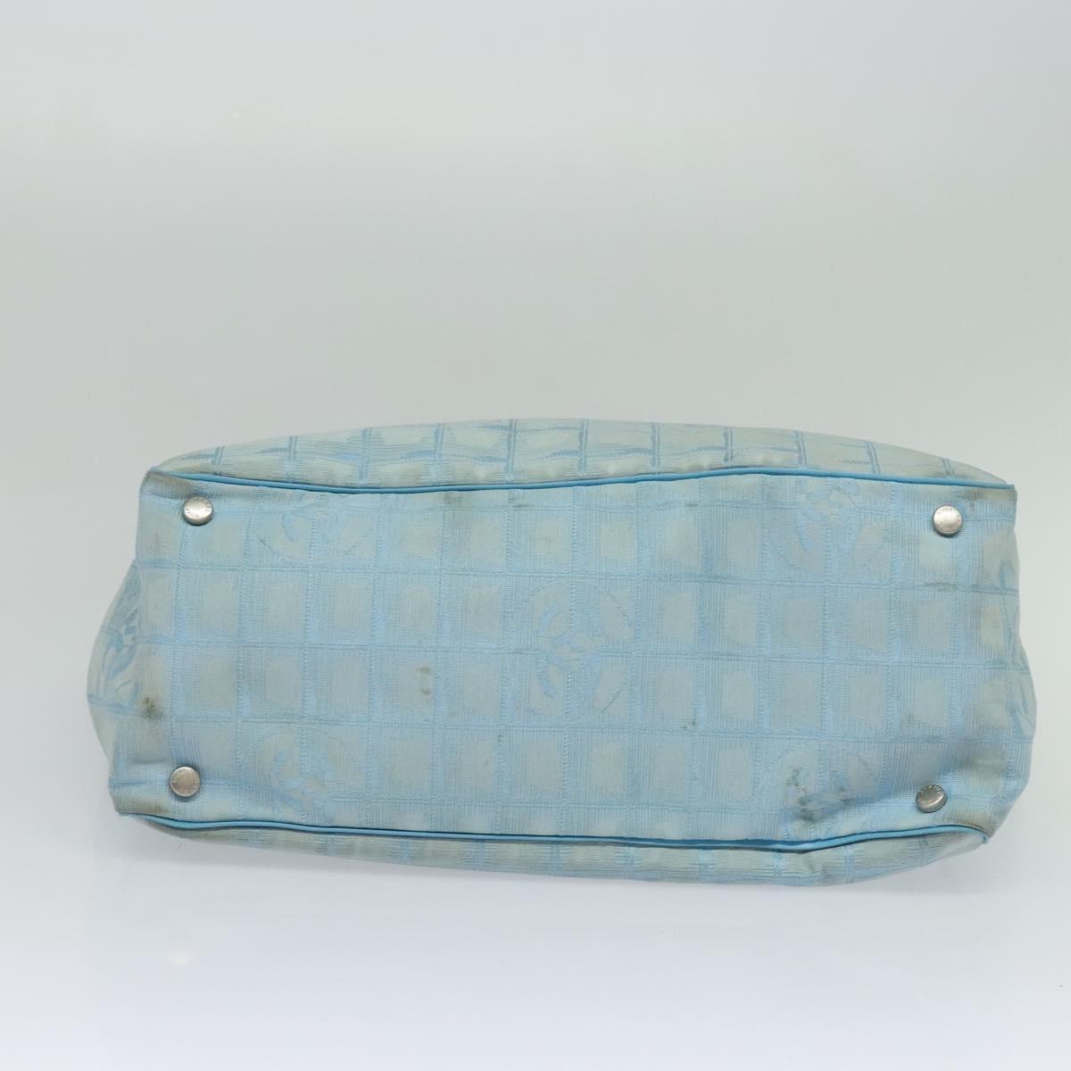 CHANEL New Travel line Tote Bag Nylon Light Blue CC Auth 119372