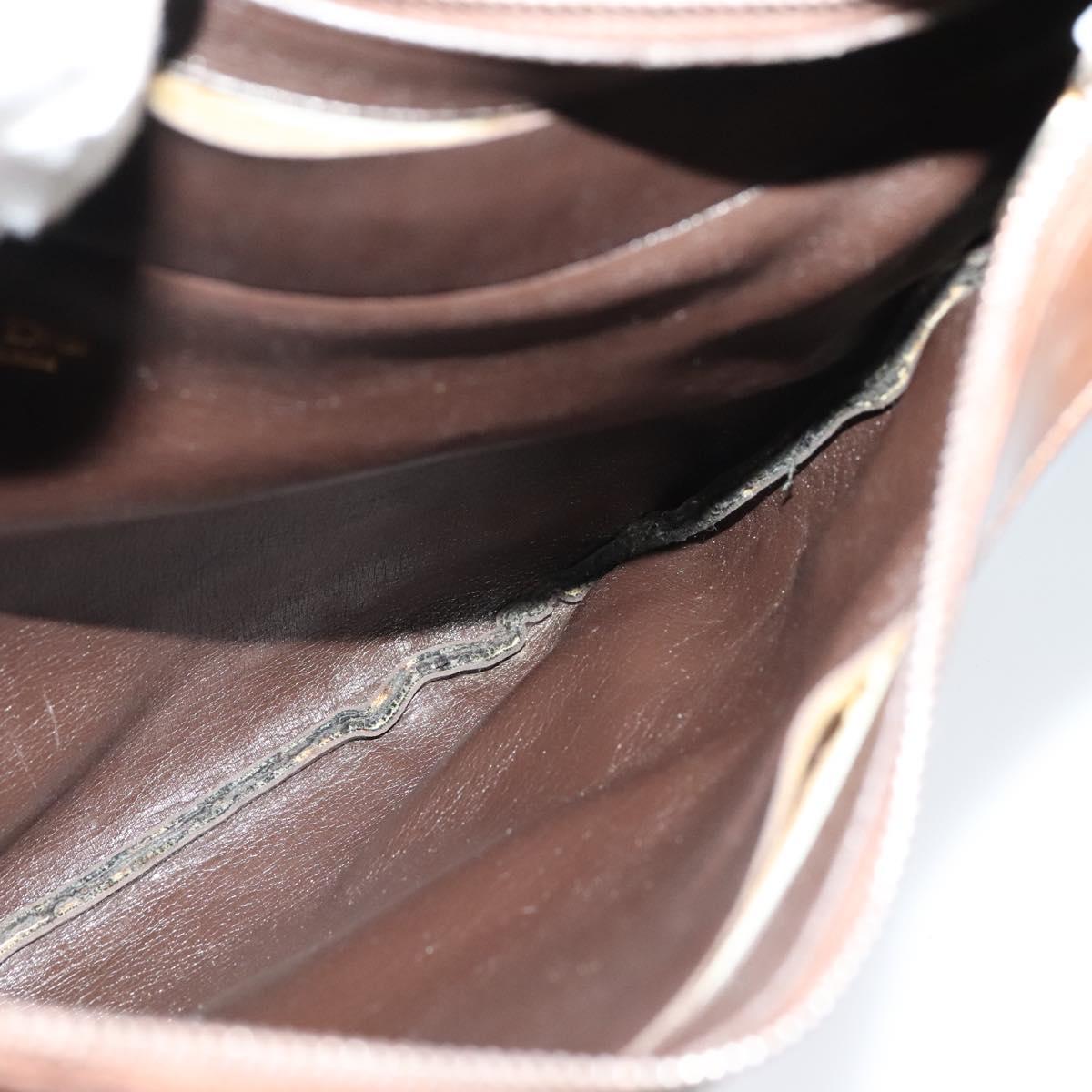 Christian Dior Trotter Canvas Shoulder Bag Brown Auth 119375