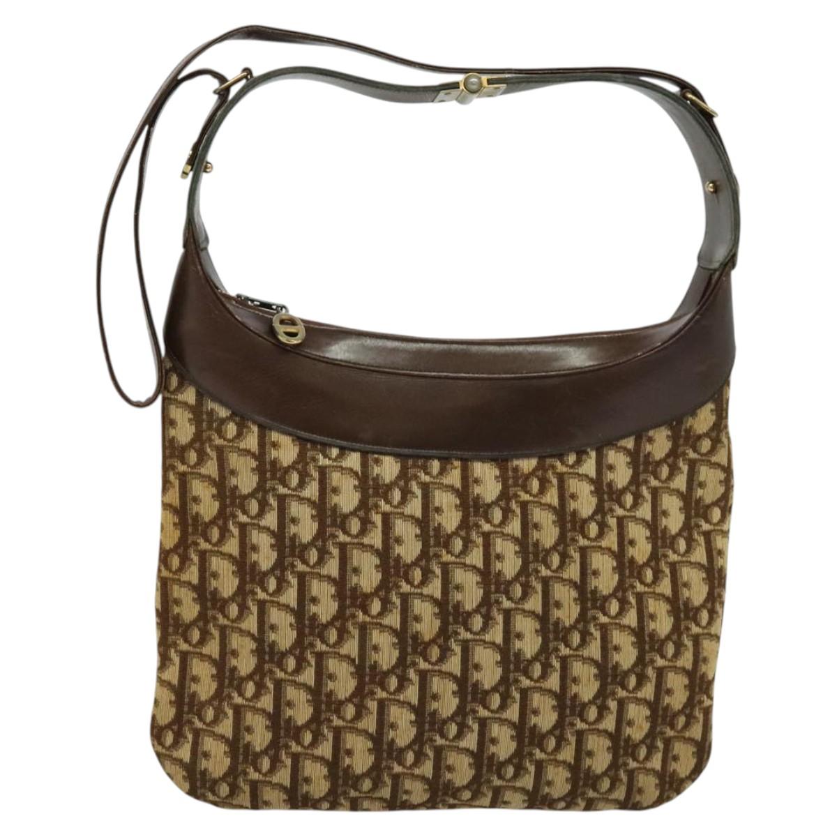 Christian Dior Trotter Canvas Shoulder Bag Brown Auth 119375