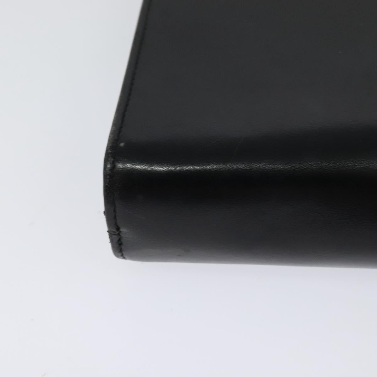 Salvatore Ferragamo Gancini Chain Shoulder Bag Leather Black Gold Auth 119395