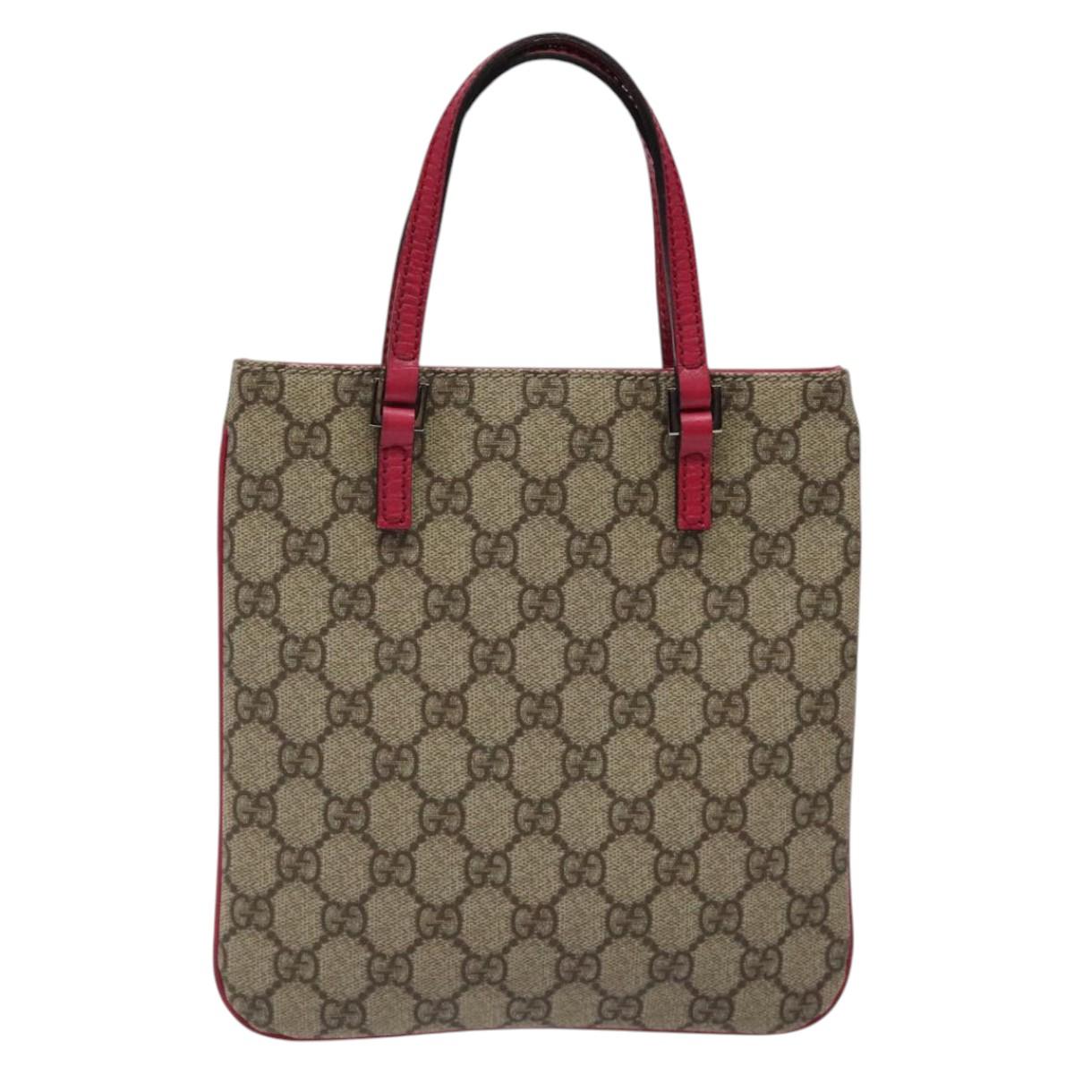 GUCCI GG Supreme Mini Hand Bag PVC Leather Beige 114600 Auth 119443
