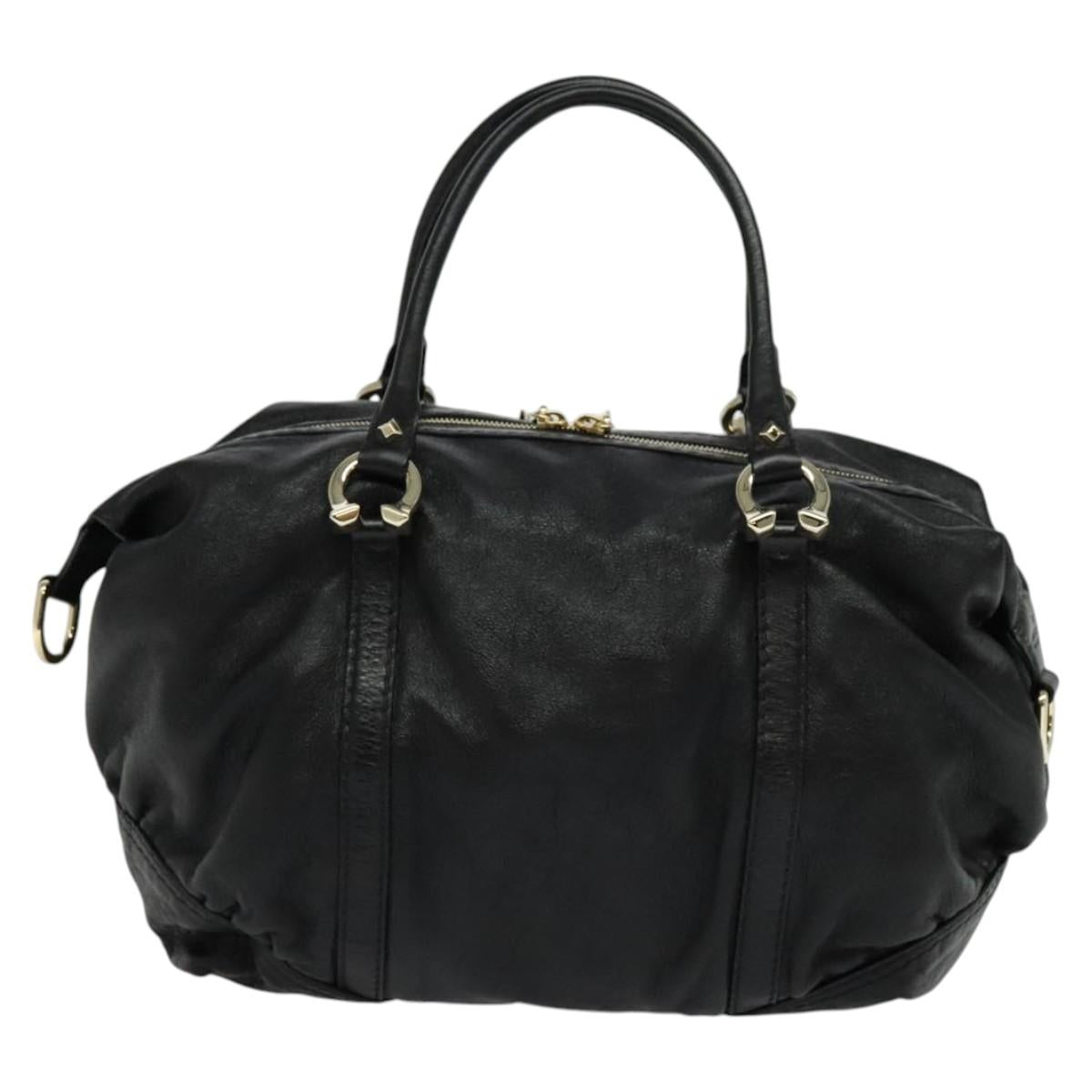 GUCCI Tote Bag Leather Black Gold 189892 Auth 119445