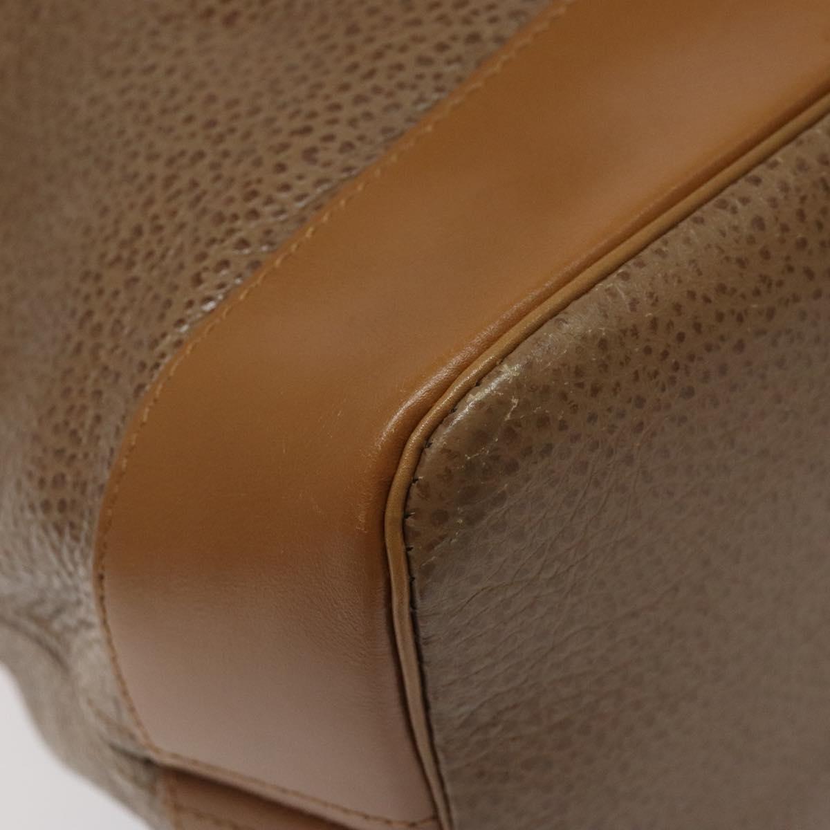 Christian Dior Shoulder Bag Leather Brown Gold Auth 119452