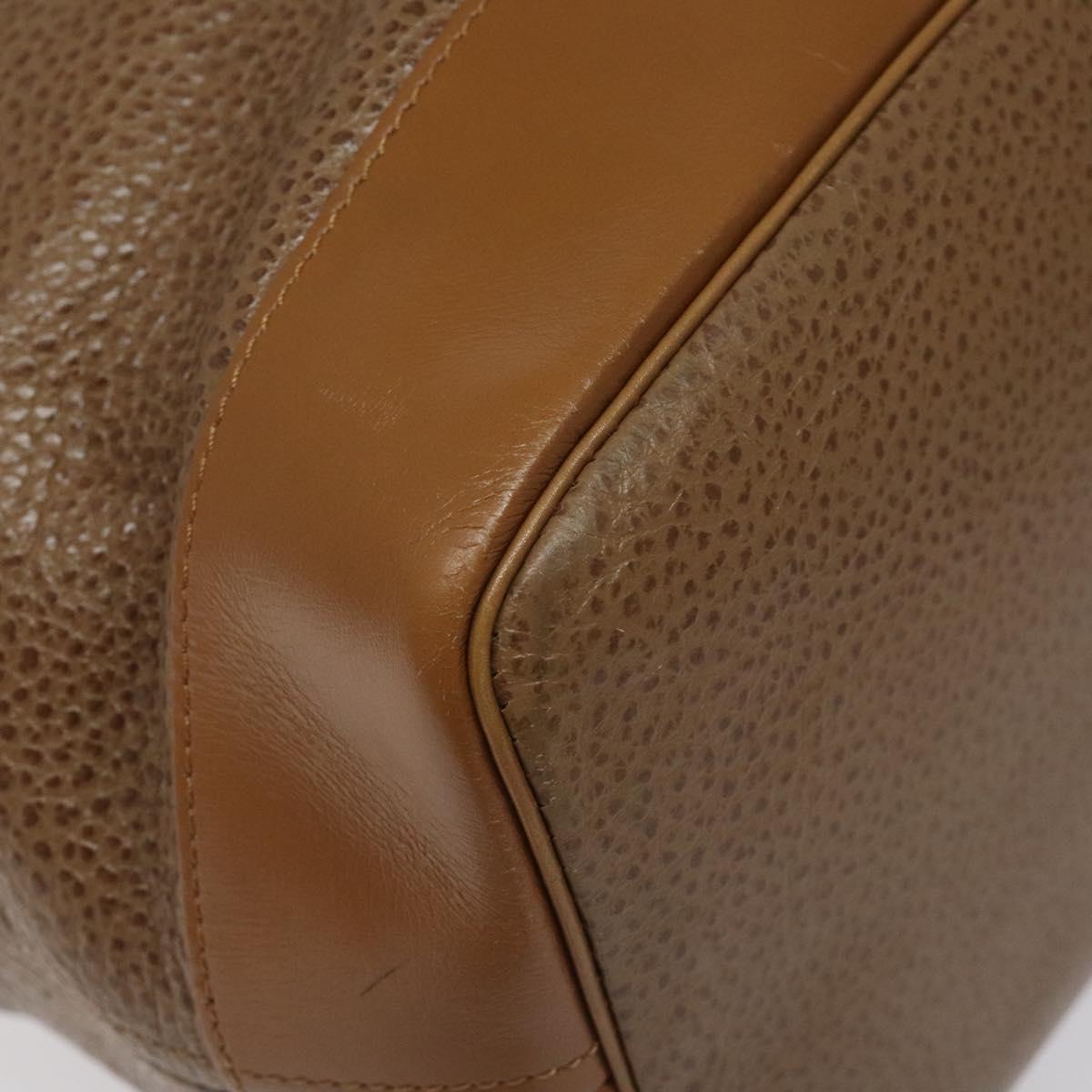 Christian Dior Shoulder Bag Leather Brown Gold Auth 119452