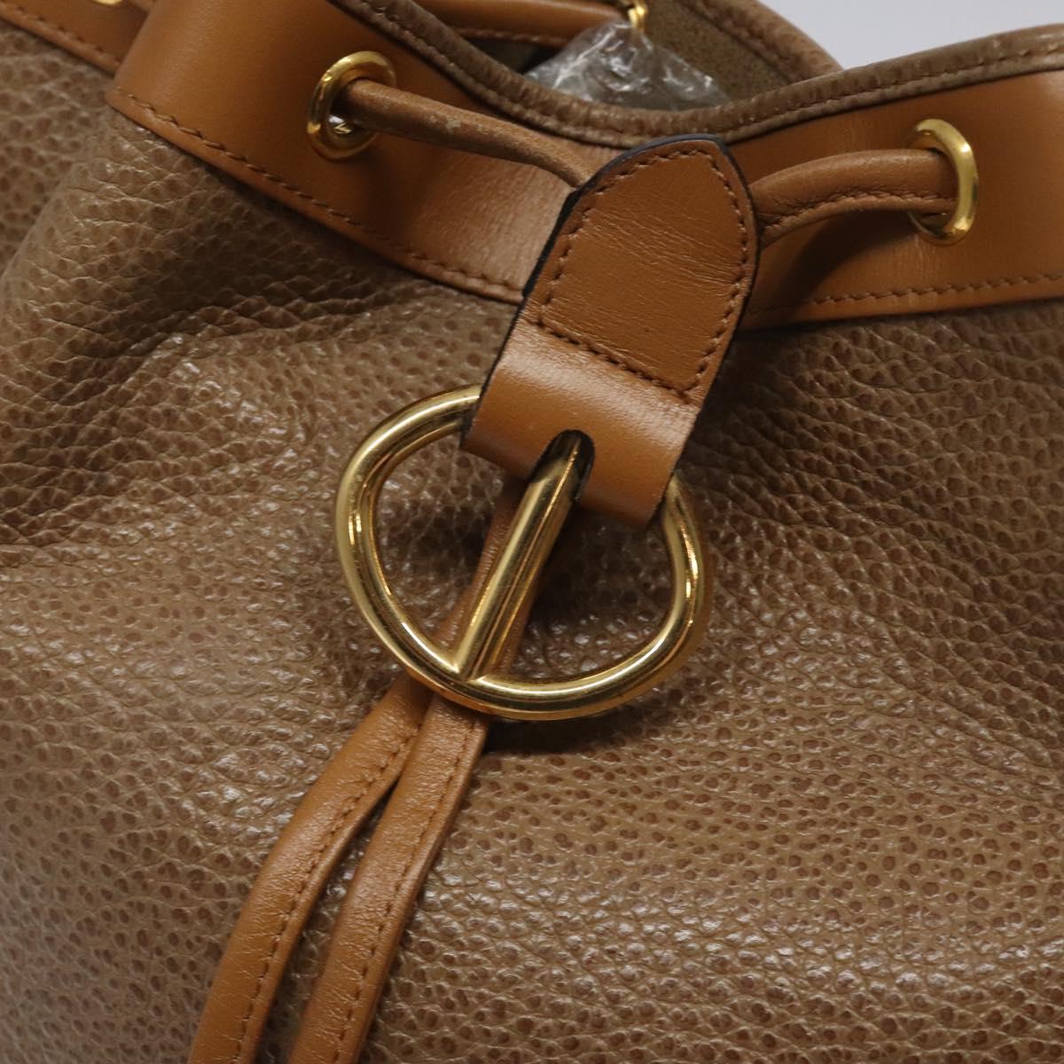 Christian Dior Shoulder Bag Leather Brown Gold Auth 119452