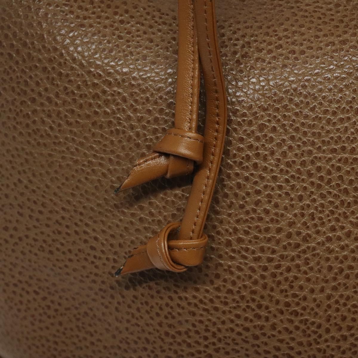 Christian Dior Shoulder Bag Leather Brown Gold Auth 119452