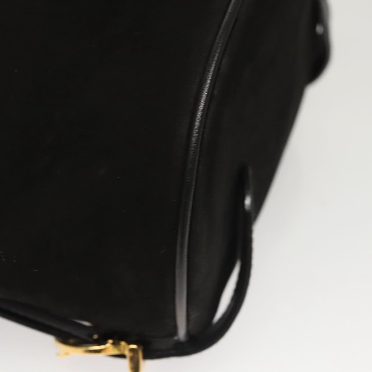 Salvatore Ferragamo Gancini Backpack Suede Black Gold Auth 119454