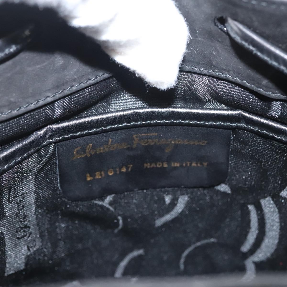 Salvatore Ferragamo Gancini Backpack Suede Black Gold Auth 119454