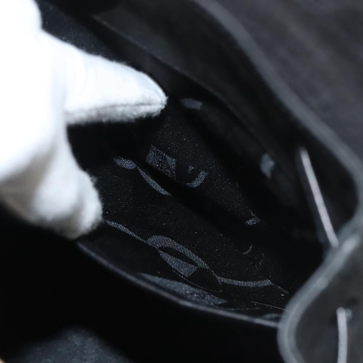 Salvatore Ferragamo Gancini Backpack Suede Black Gold Auth 119454