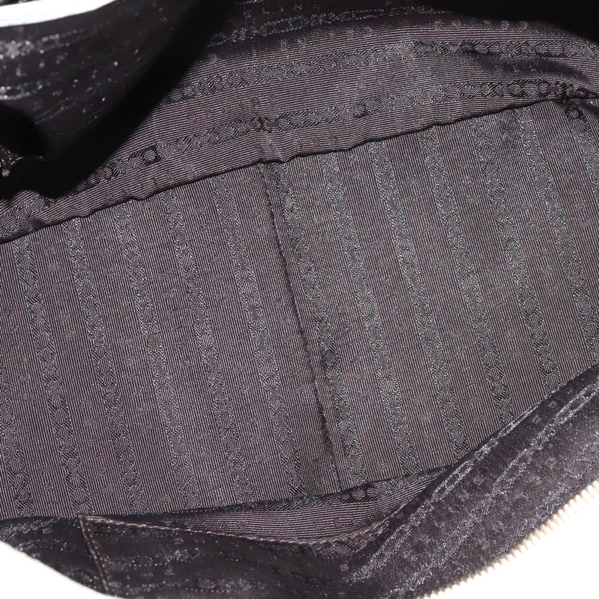 CELINE Hand Bag Leather White Gold Auth 119467