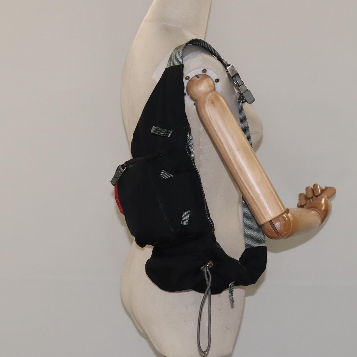 PRADA Sports Waist Bag Nylon Black Silver Auth 119506