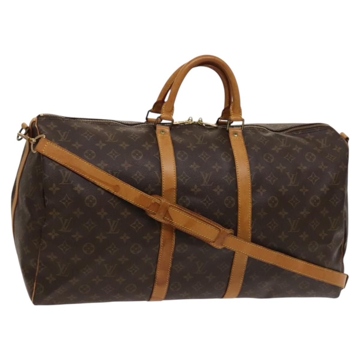LOUIS VUITTON Monogram Keepall Bandouliere 55 Boston Bag M41414 LV Auth 119520