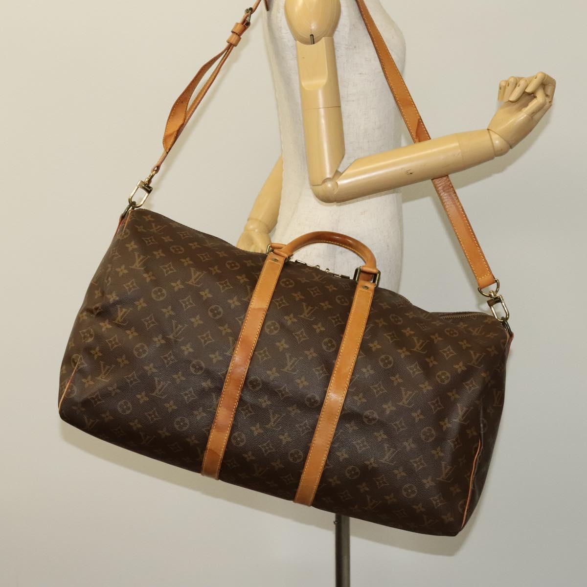 LOUIS VUITTON Monogram Keepall Bandouliere 55 Boston Bag M41414 LV Auth 119520