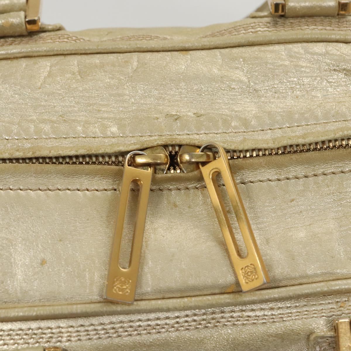 LOEWE Anagram Amazona 28 Hand Bag Leather Gold Auth 119534