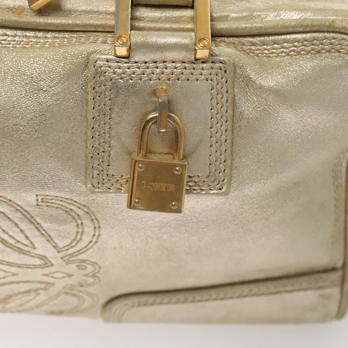 LOEWE Anagram Amazona 28 Hand Bag Leather Gold Auth 119534