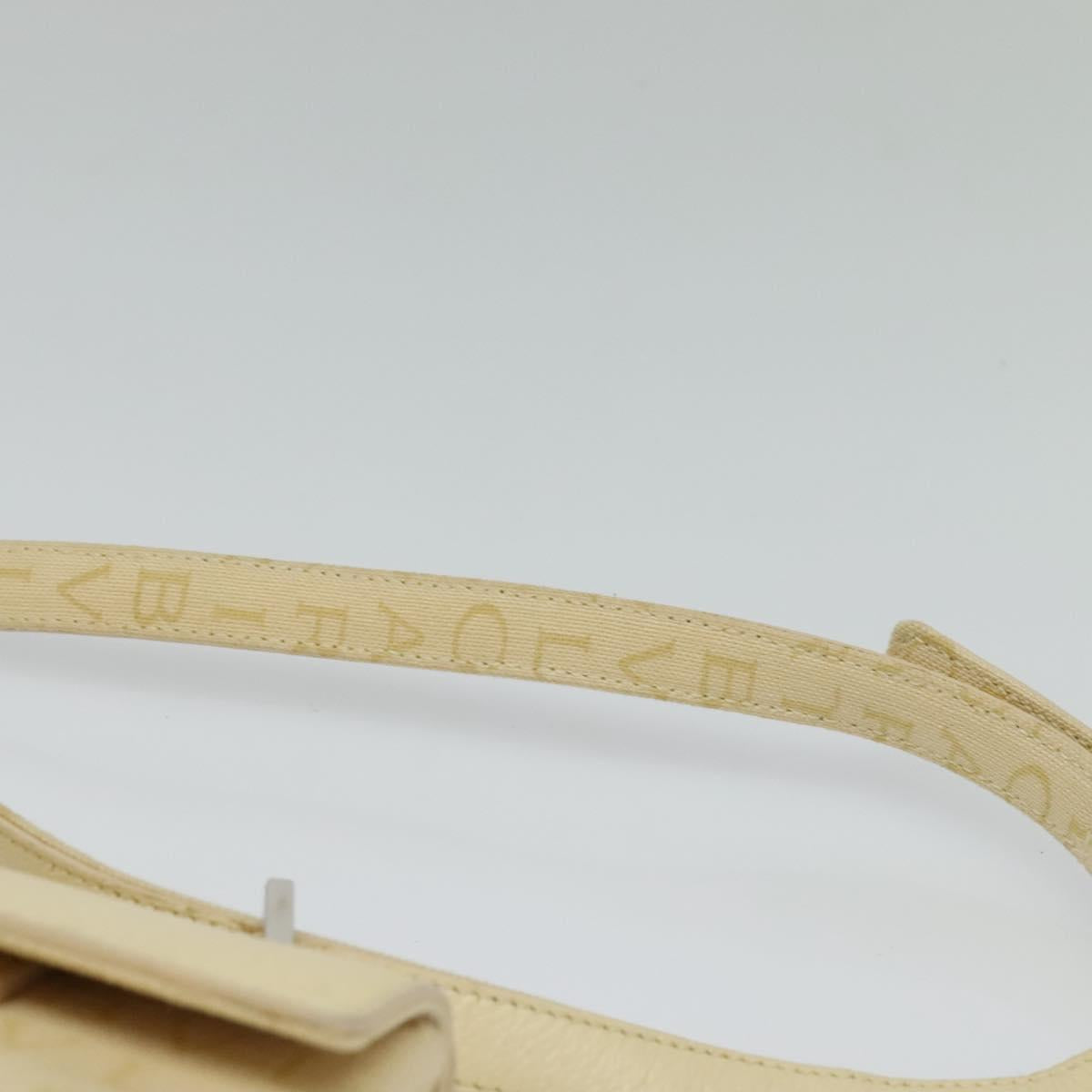 BVLGARI Logogram Shoulder Bag Canvas Beige Silver Auth 119550