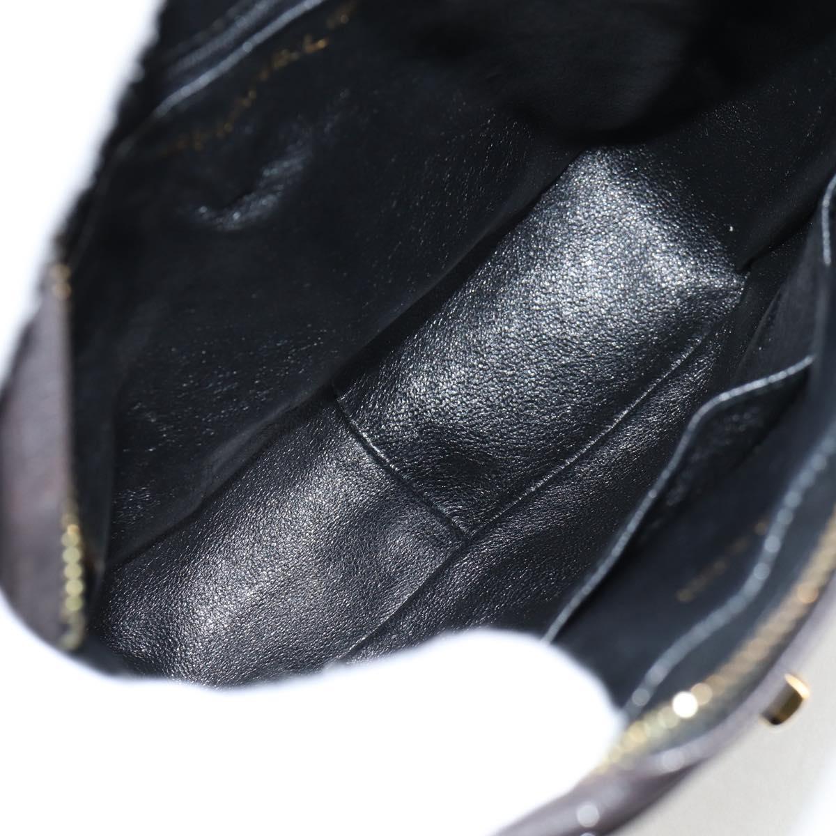 CHANEL Matelasse Chain Shoulder Bag Patent leather Black Gold CC Auth 119551
